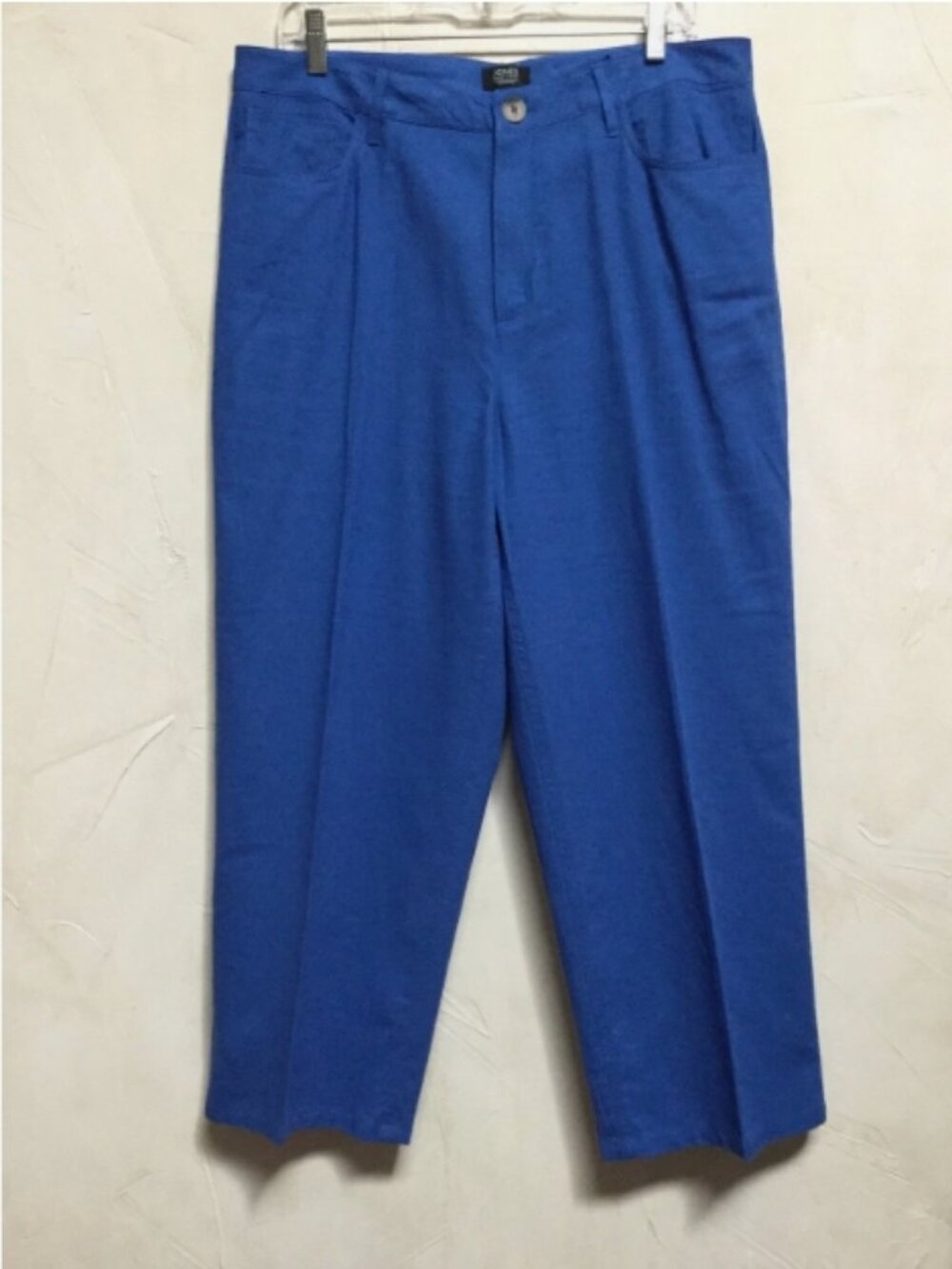 Jones New York Women Size 10 Crop Pants Wide Leg Linen blend royal Blue 5-pocket